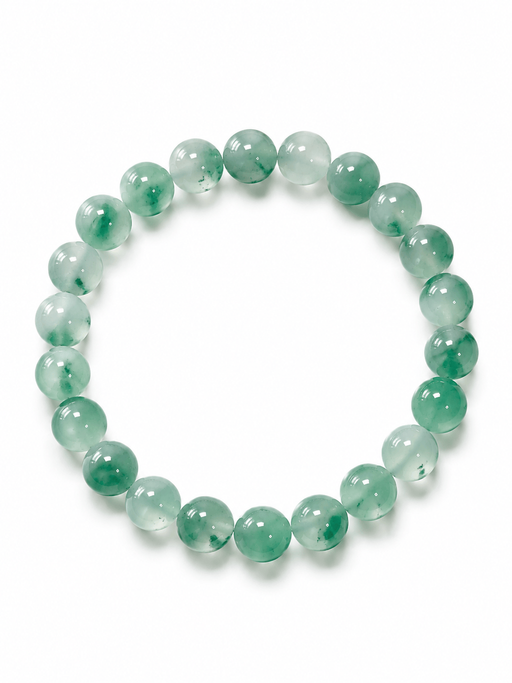 8mm Natural African Green Jade-Like Stone Bracelet (Dulong Jade Trade Name) – Handmade Beaded Stretch Bracelet with Natural Internal Patterns