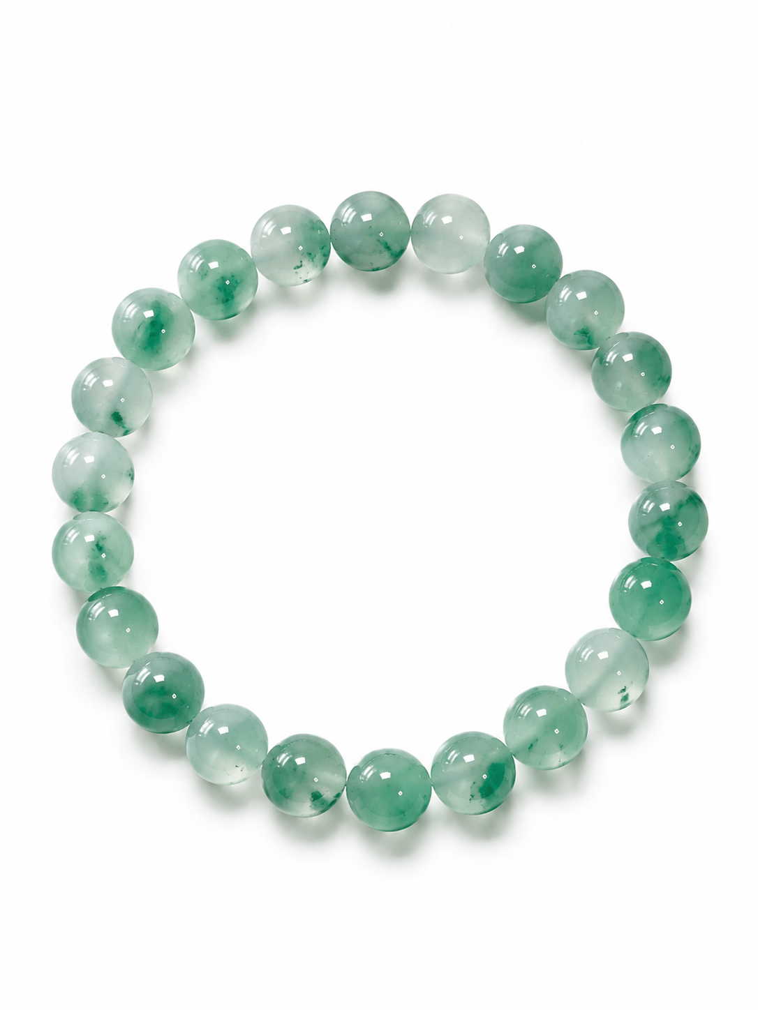 8mm Natural African Green Jade-Like Stone Bracelet (Dulong Jade Trade Name) – Handmade Beaded Stretch Bracelet with Natural Internal Patterns