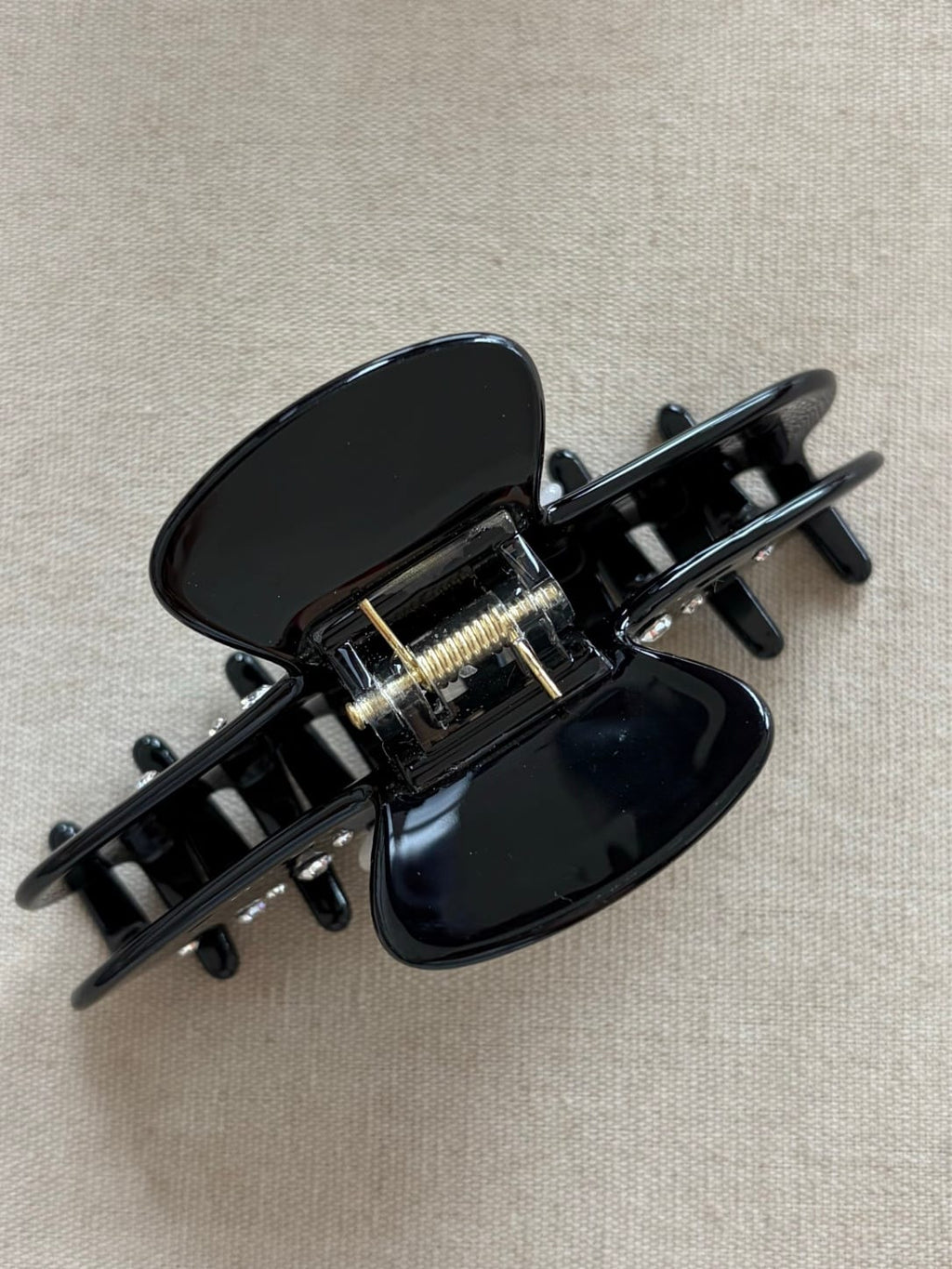 Black Iridescent Rhinestone Hair Claw Clip | Floral Acetate Hair Accessory