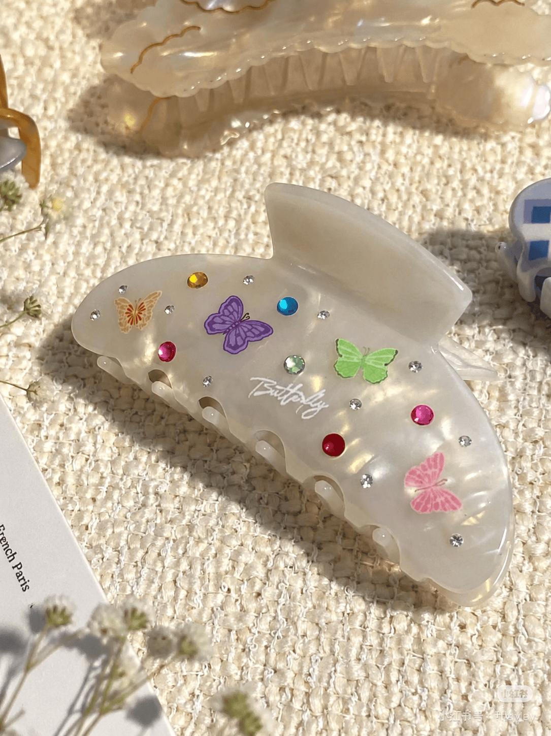 Butterfly Rhinestone Acetate Hair Claw Clip | Cute Hair Accessory