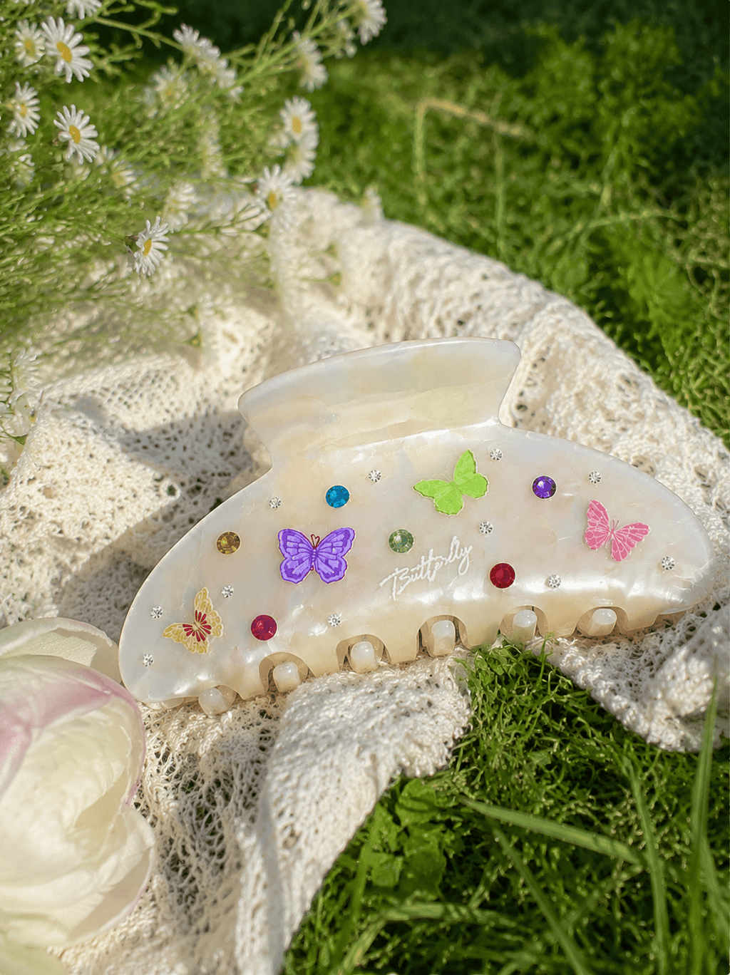 Butterfly Rhinestone Acetate Hair Claw Clip | Cute Hair Accessory