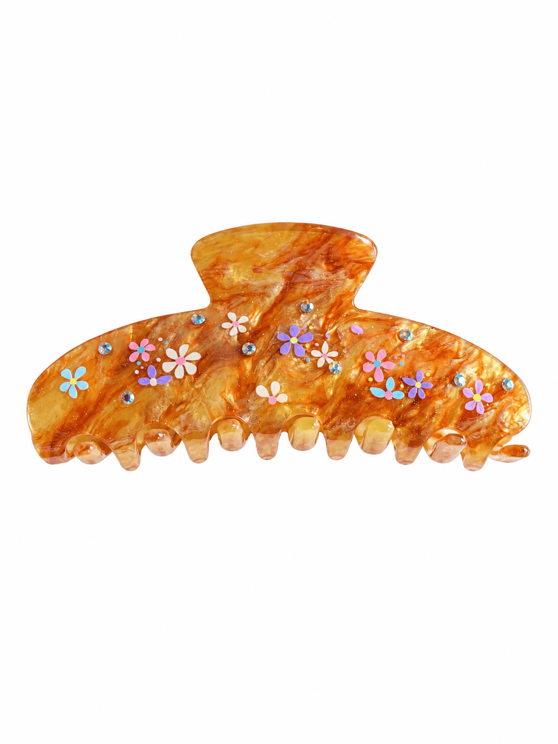 Caramel Floral Acetate Claw Clip | 10cm Vintage Hair Accessory