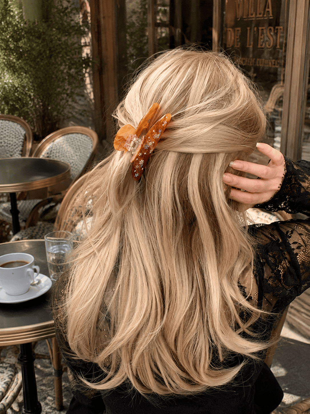 Caramel Floral Acetate Claw Clip | 10cm Vintage Hair Accessory