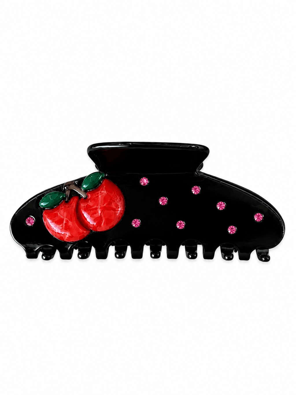 Cherry Acetate Hair Claw Clip | Black Rhinestone Fruit Claw Clip