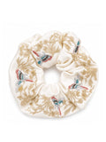 Chinese Style Butterfly Embroidered Scrunchie, Satin Botanical Hair Tie, Oriental Floral Hair Accessory, Elegant Handmade Hair Elastic