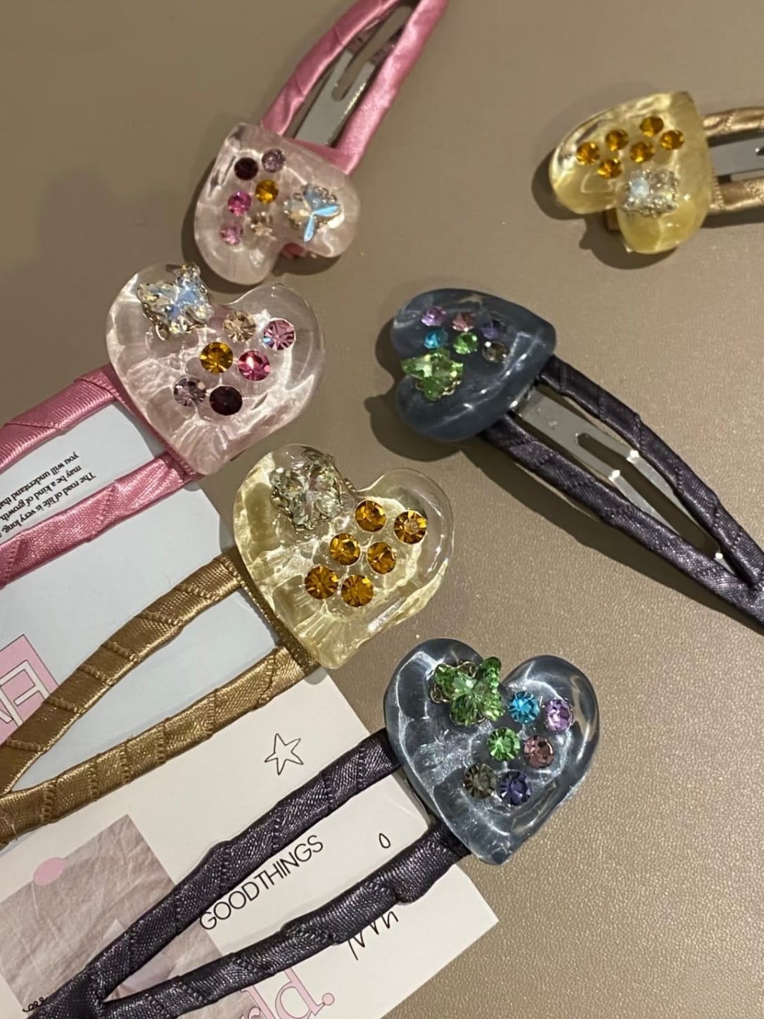 Colorful Rhinestone Heart BB Hair Clips – 3-Piece Set, Sparkly Snap Hair Clips for Women & Girls