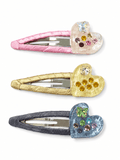Colorful Rhinestone Heart BB Hair Clips – 3-Piece Set, Sparkly Snap Hair Clips for Women & Girls