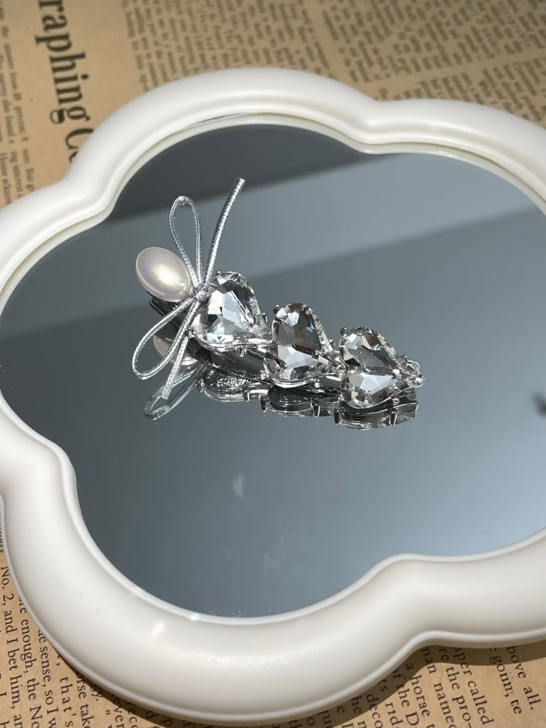 Crystal Bow Hair Clips with Pearls | Rhinestone Barrettes 2-Piece Set