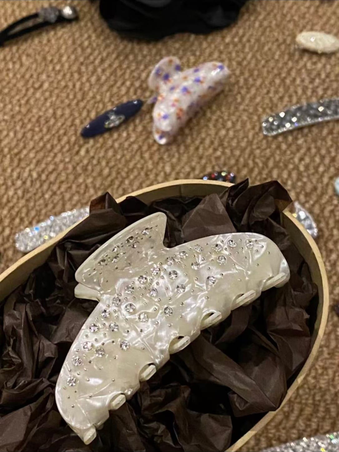 Crystal Rhinestone Acetate Claw Clip | Sparkling Hair Clip