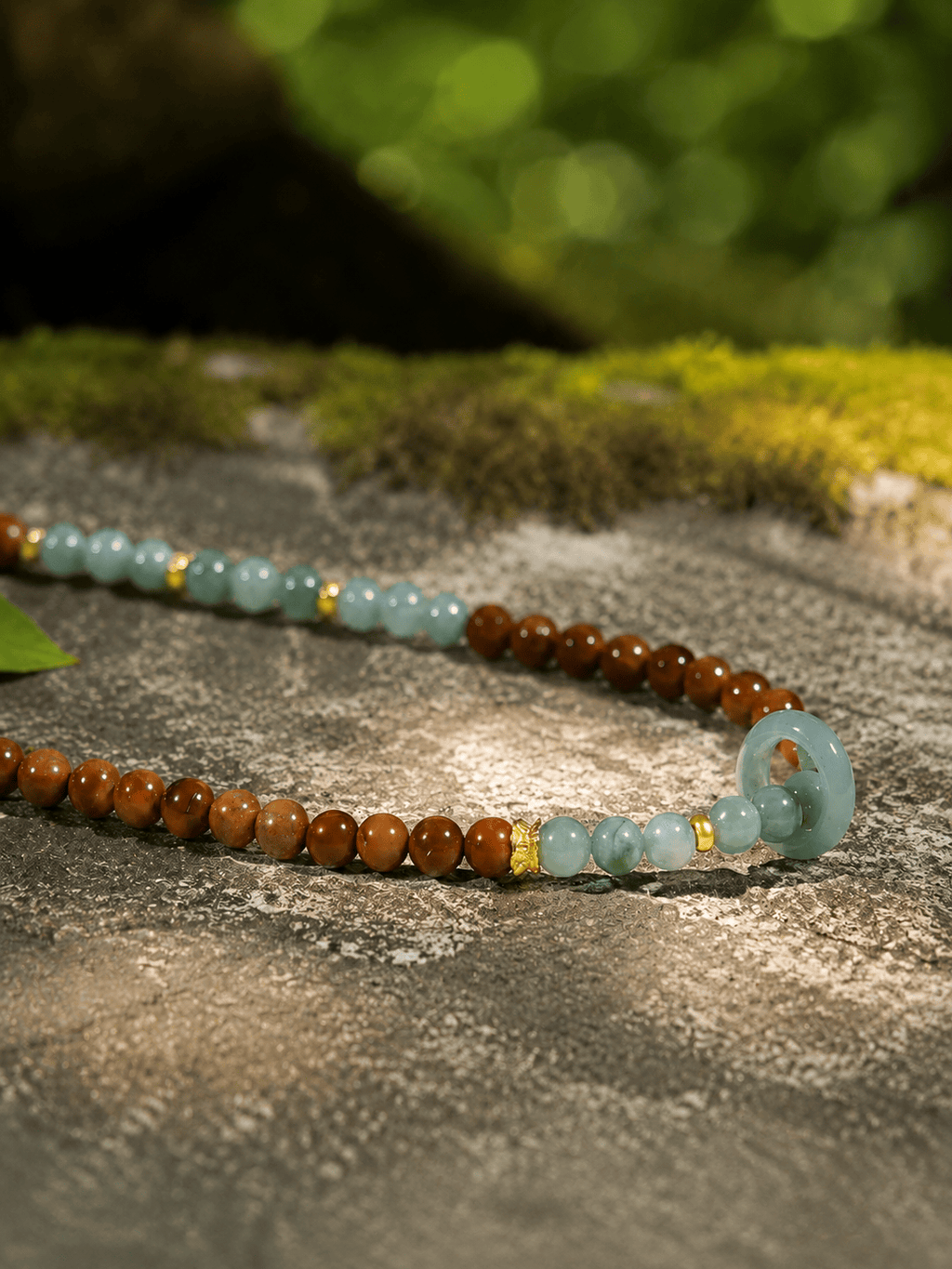 Double Layer Kukui Beads & Natural Jade Bracelet Minimalist Modern Oriental