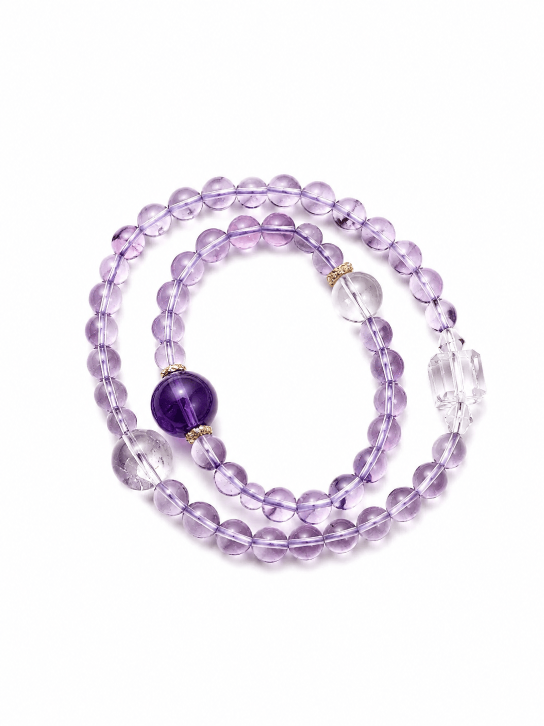 Double Strand Amethyst & Crystal Bracelet – Elegant Spiritual Jewelry Gift for Women