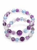 Dream Aurora Crystal Bracelet – Natural Amethyst, Aquamarine & Clear Quartz