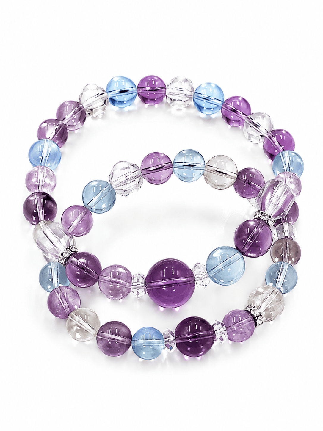 Dream Aurora Crystal Bracelet – Natural Amethyst, Aquamarine & Clear Quartz