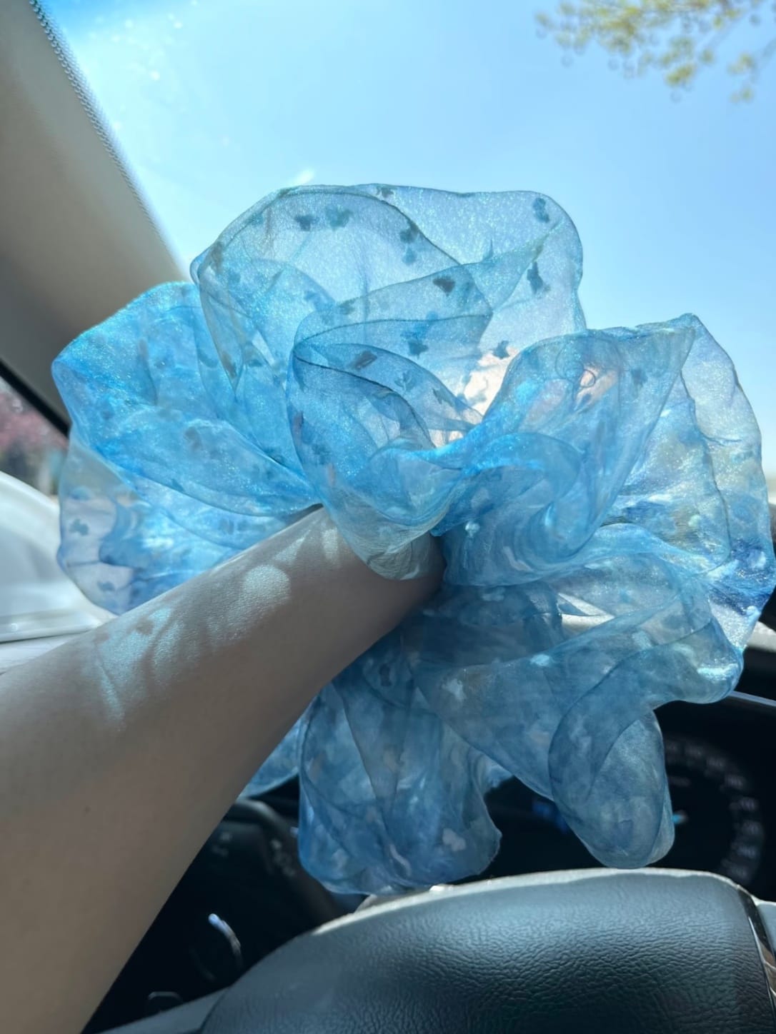 Dreamy Sky Blue Organza Scrunchie | Oversized Sheer Hair Tie