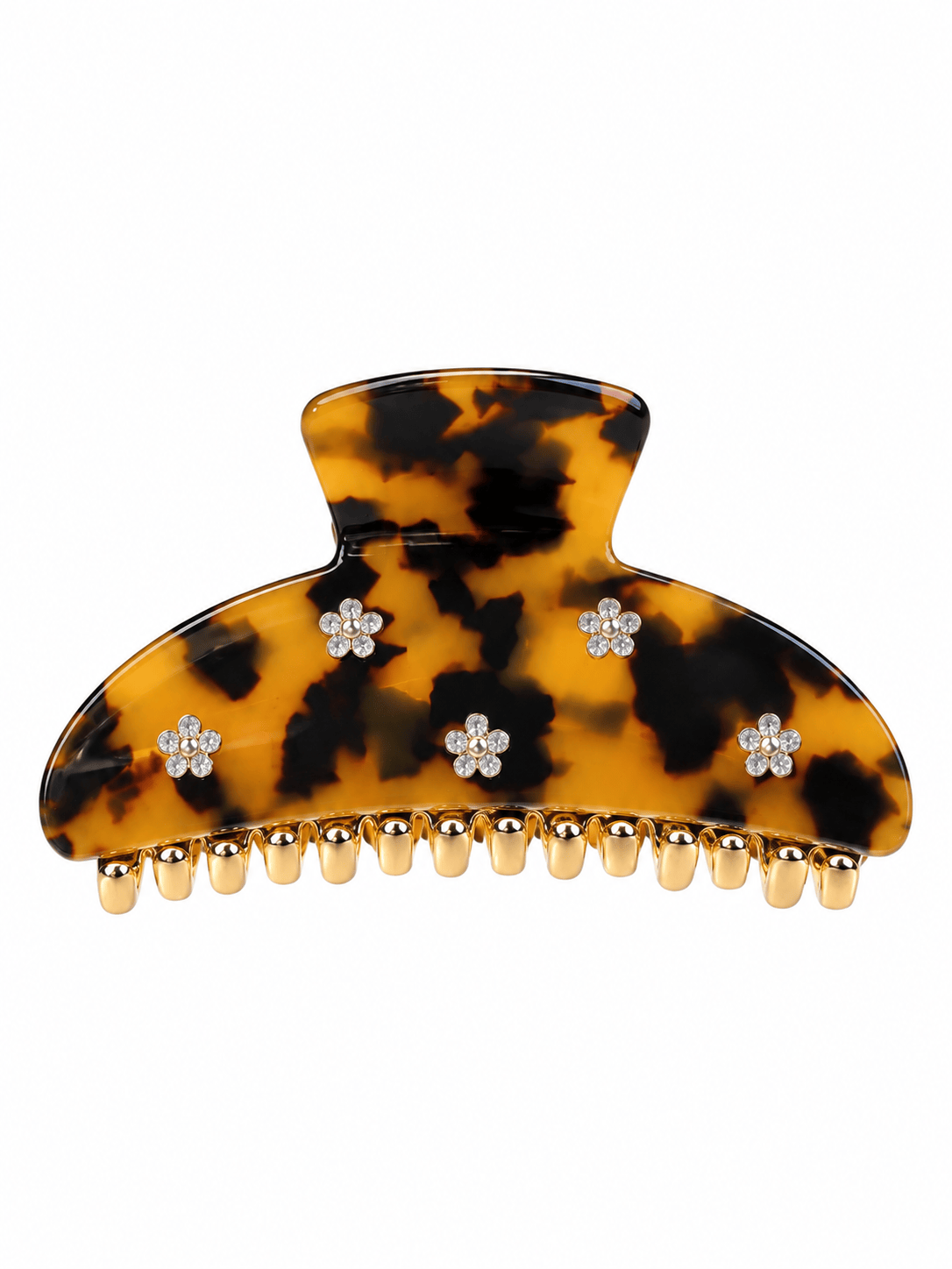 Elegant Acetate Claw Clip | Rhinestone Floral Hair Accessory