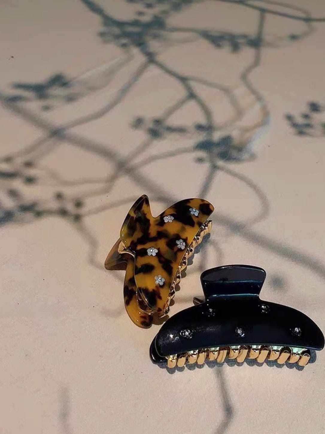 Elegant Acetate Claw Clip | Rhinestone Floral Hair Accessory