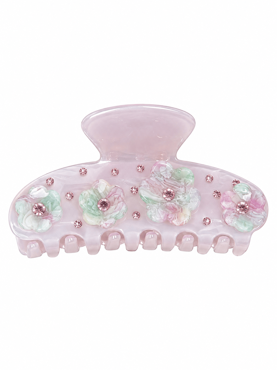 Elegant Floral Rhinestone Acetate Hair Claw Clip