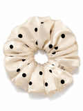Elegant Satin Polka Dot Scrunchie – Glossy Pearl Shine Hair Tie