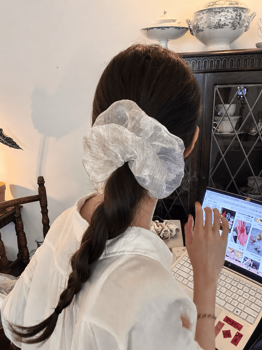 Elegant Sheer Starry Mesh Scrunchie – Sparkling Hair Tie for Ponytails & Updos
