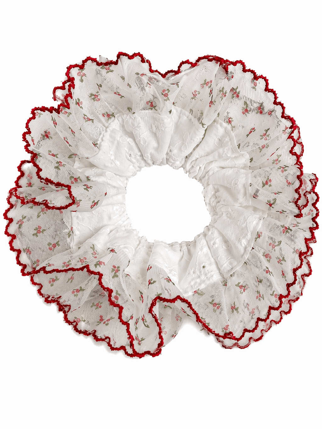 Floral Lace Scrunchie – Oversized Romantic Chiffon Hair Tie | Vintage Elegant