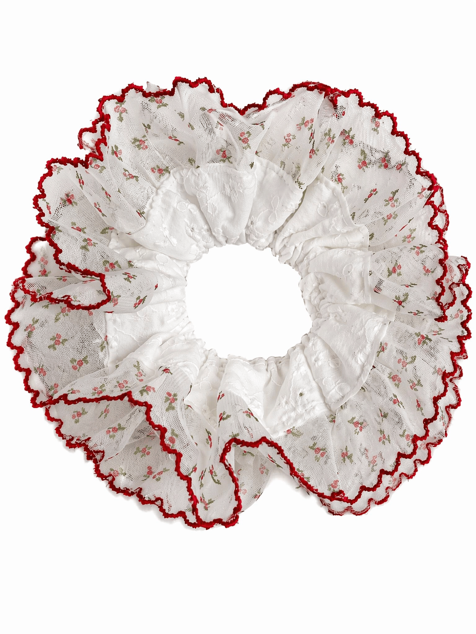 Floral Lace Scrunchie – Oversized Romantic Chiffon Hair Tie | Vintage Elegant