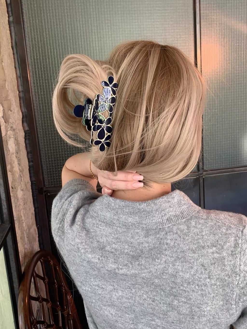 Floral Rhinestone Acetate Hair Claw Clip | Elegant Flower Hair Clip