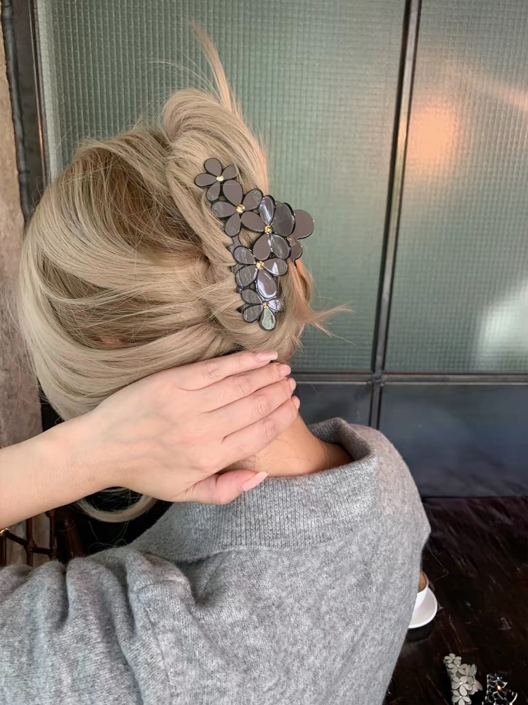 Floral Rhinestone Acetate Hair Claw Clip | Elegant Flower Hair Clip