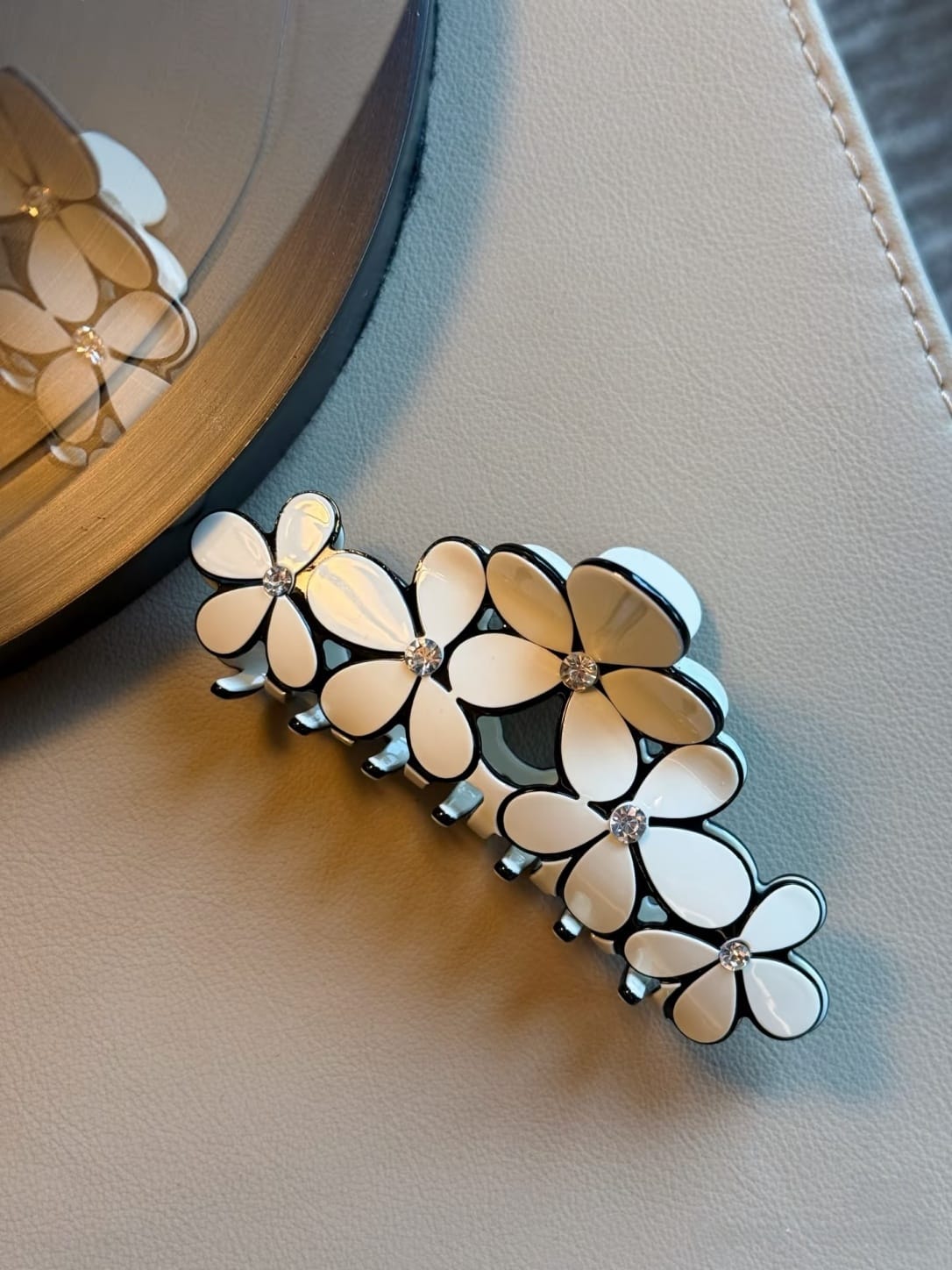Floral Rhinestone Acetate Hair Claw Clip | Elegant Flower Hair Clip