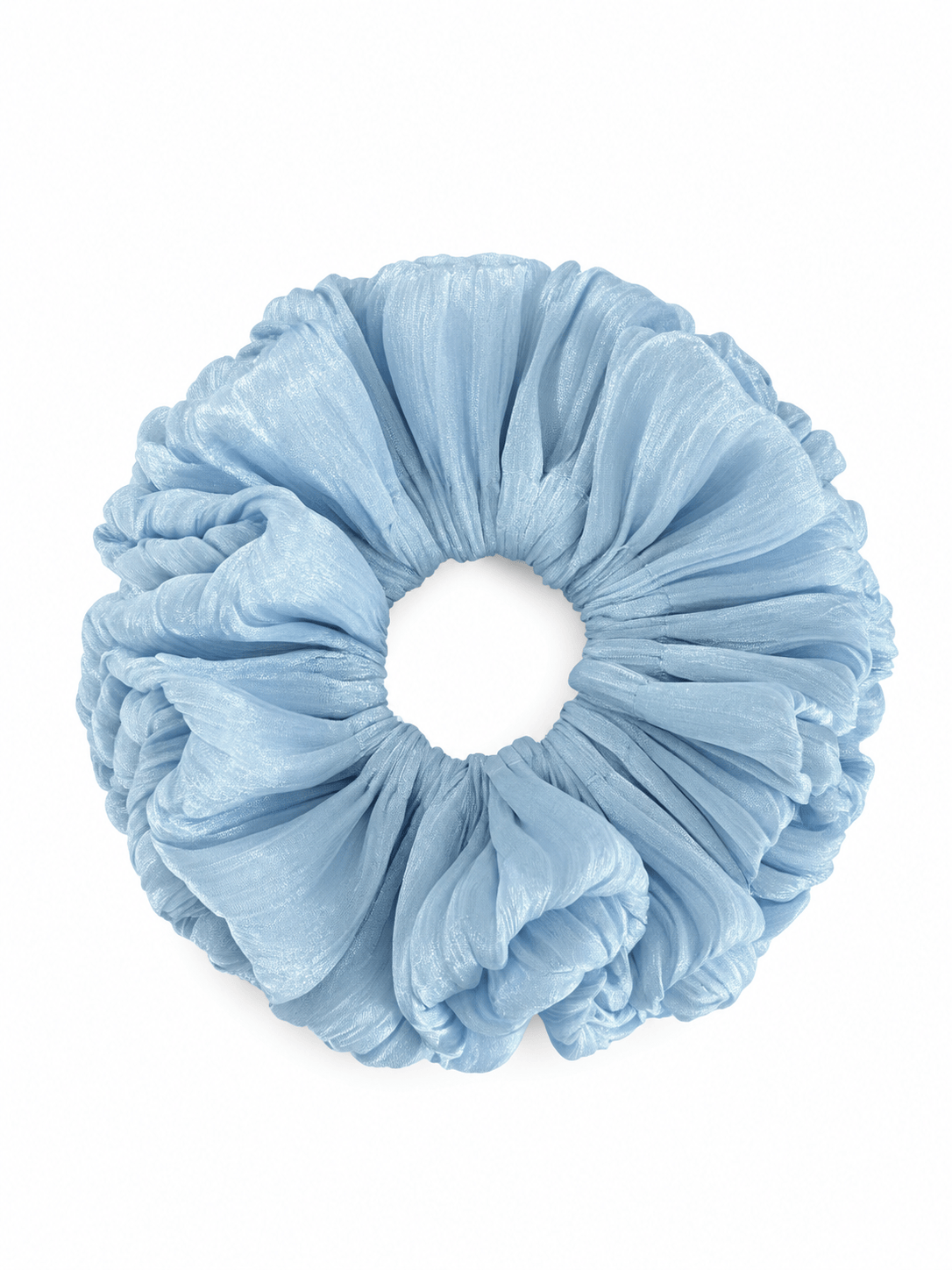 Flowing Ruffle Bud Scrunchie – Shimmering Skirt-Inspired Hair Tie