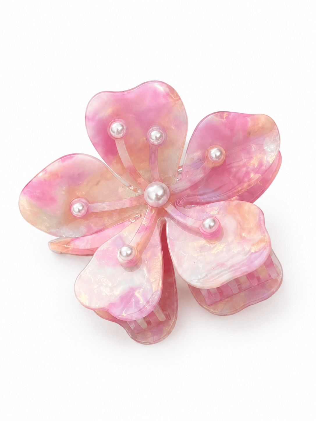  Gradient Flower Hair Claw Clip – Pearl Acetate Floral Claw Clip 