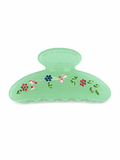 Green Floral Rhinestone Acrylic Hair Claw Clip | Elegant 8.5 cm Hair Clip
