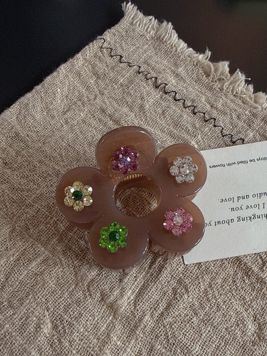 Hollow Flower Acrylic Hair Claw Clip | Colorful Rhinestone Floral Design