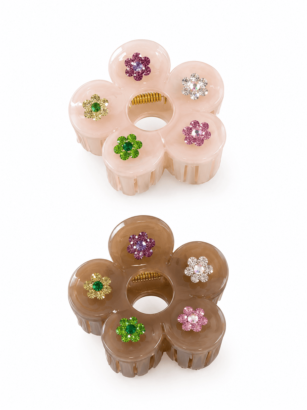 Hollow Flower Acrylic Hair Claw Clip | Colorful Rhinestone Floral Design