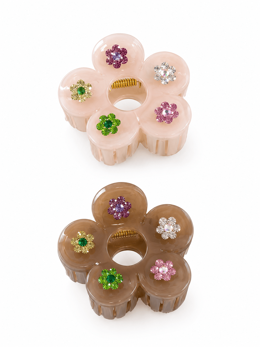 Hollow Flower Acrylic Hair Claw Clip | Colorful Rhinestone Floral Design