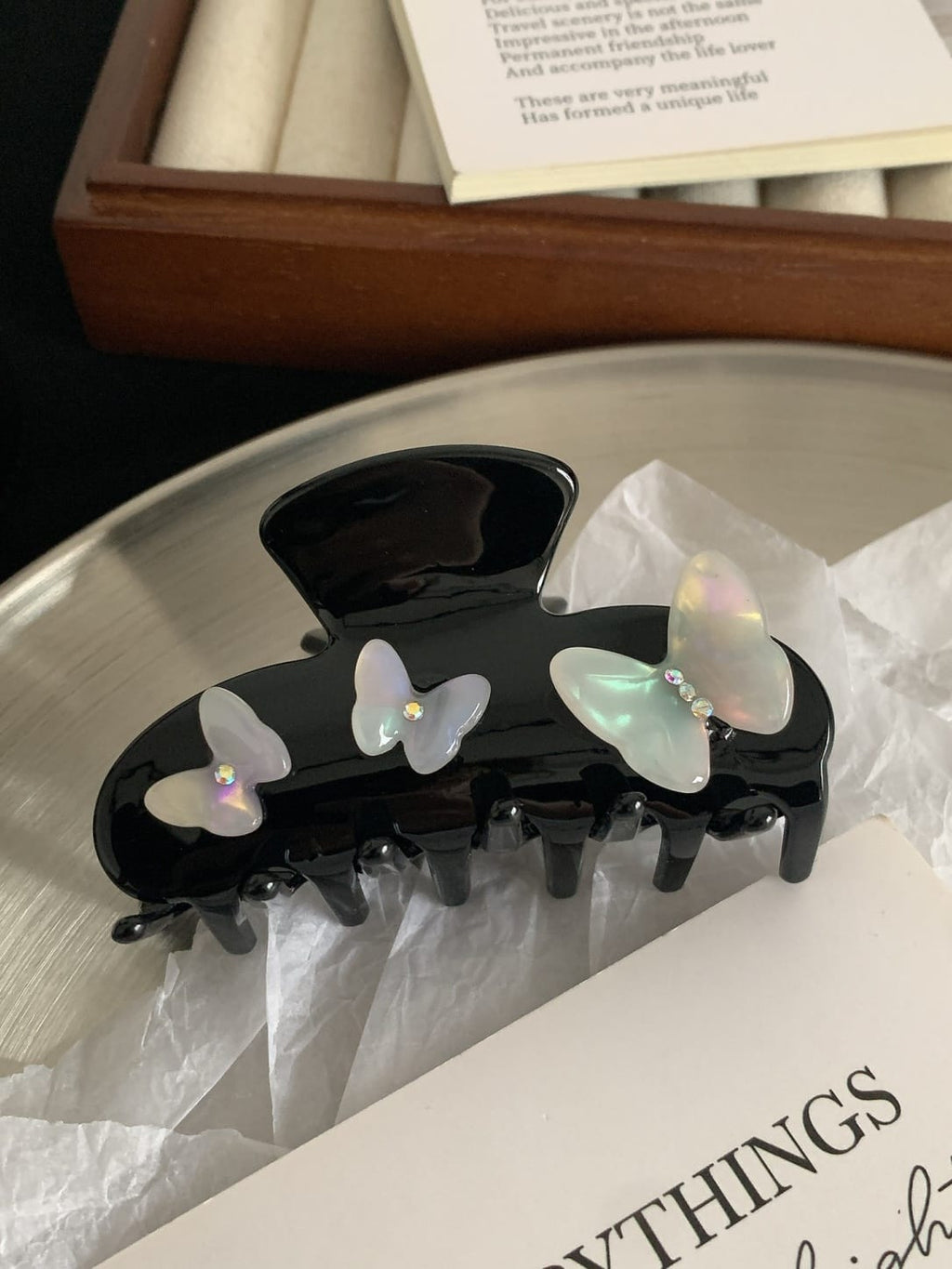 Iridescent 3D Butterfly Rhinestone Hair Claw Clip