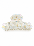 Iridescent Floral Acetate Hair Claw Clip – Pearlescent Rhinestones