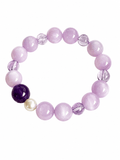 Kunzite Amethyst Freshwater Pearl Bracelet | Natural Purple Gemstone Jewelry