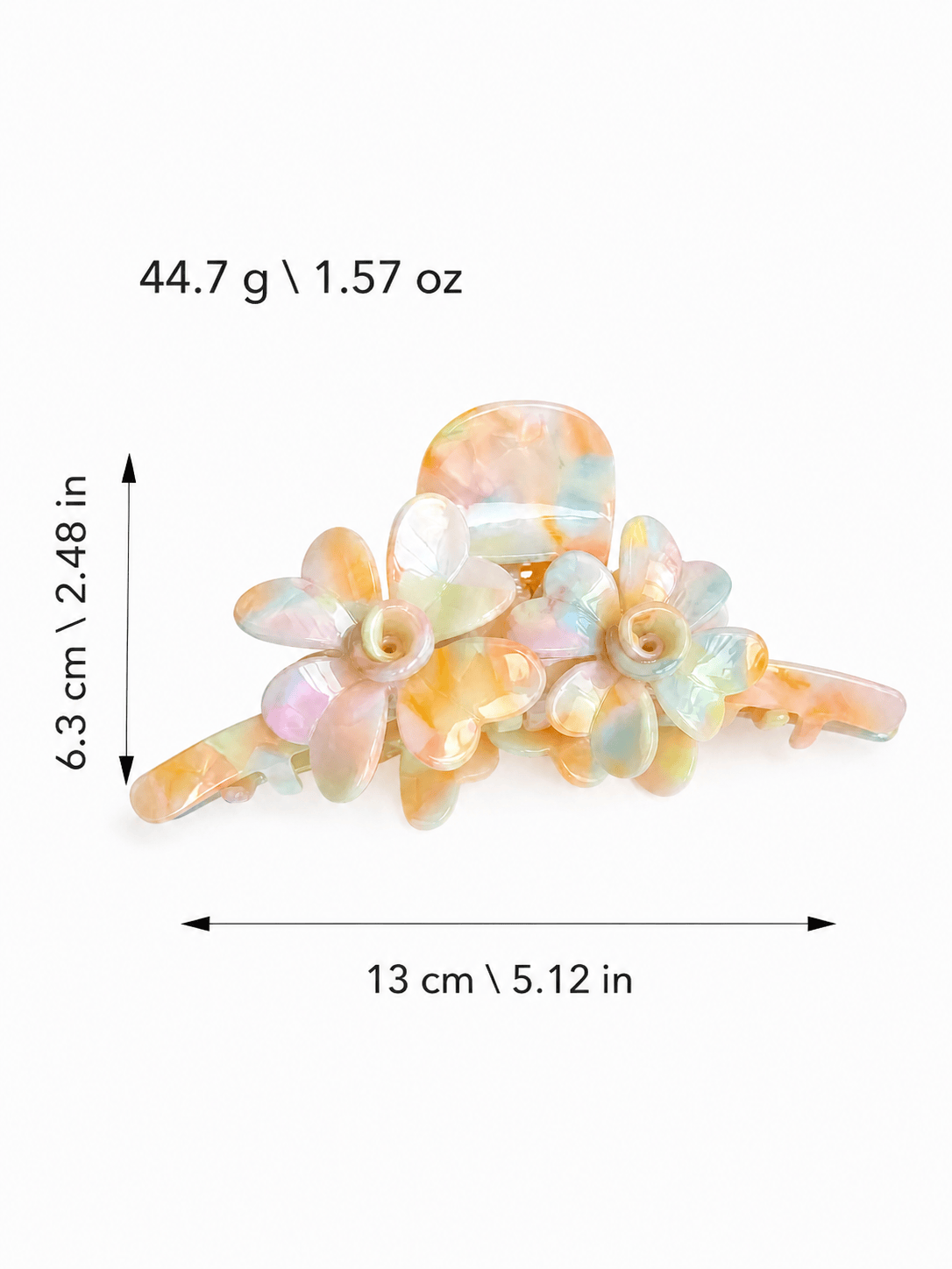 Large Pastel Floral Hair Claw Clip – Iridescent Acetate Rose Claw for Thick Hair, Elegant French Hair Accessory for Women