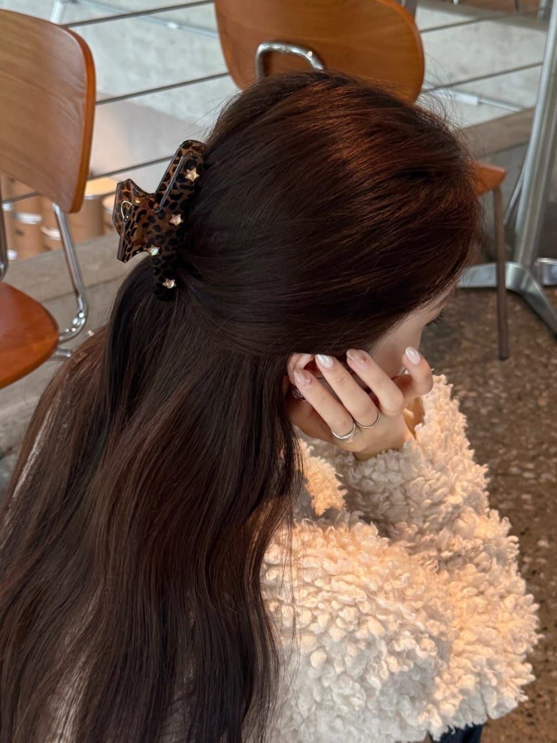 Leopard Print Star Acrylic Hair Claw Clip | Oversized Retro Hair Clip for Thick Hair