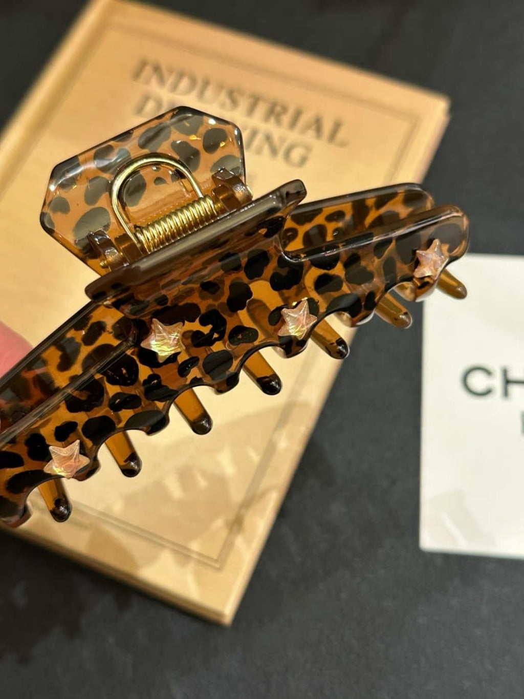 Leopard Print Star Acrylic Hair Claw Clip | Oversized Retro Hair Clip for Thick Hair