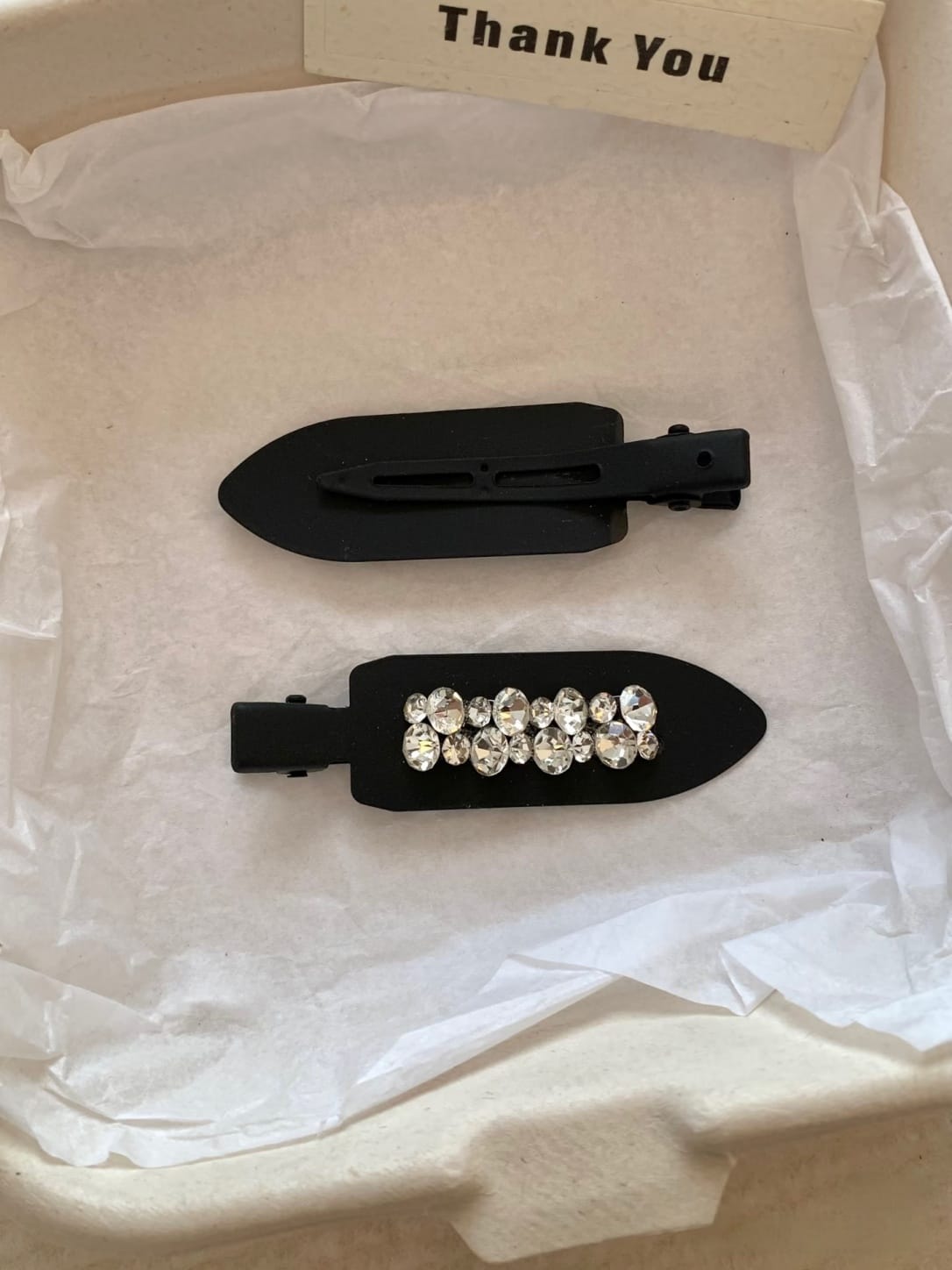 Luxe Matte Black Rhinestone Hair Clips | Sparkling 2-Piece Set