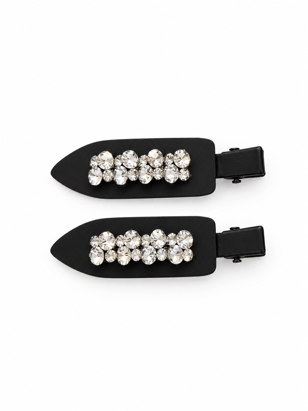 Luxe Matte Black Rhinestone Hair Clips | Sparkling 2-Piece Set