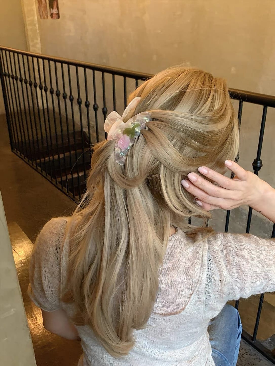 Luxury Iridescent Pink Tulip Hair Claw Clip | Acetate Floral Hair Accessory