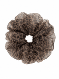 Luxury Mocha Leopard Organza Scrunchie | Oversized Hair Tie