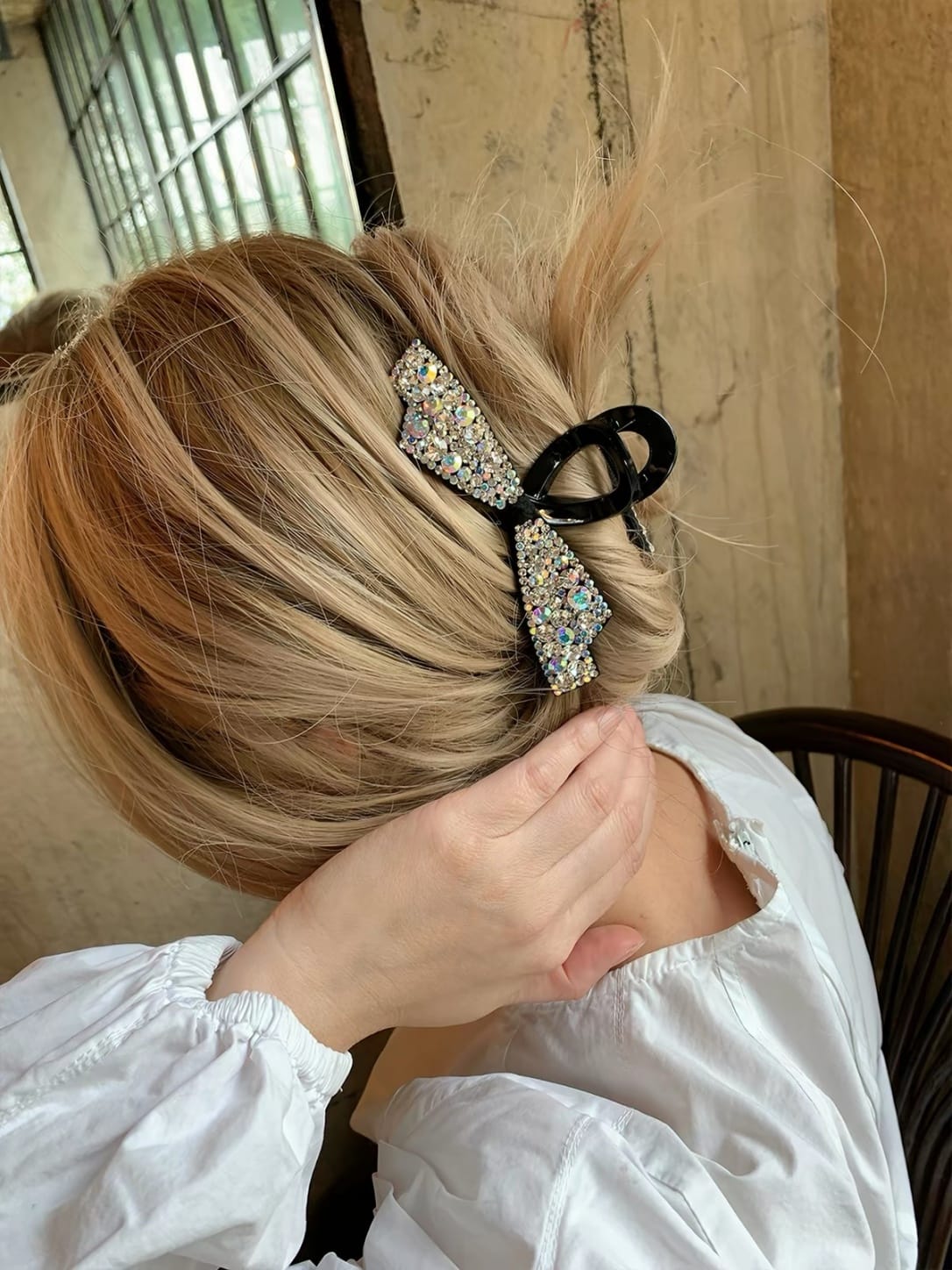 Luxury Rhinestone Bow Hair Claw Clip | Dazzling Crystal Hair Accessory