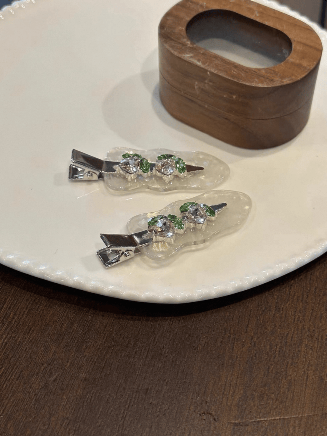Marble Wave Tulip Rhinestone Hair Clips | 2-Piece Set