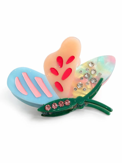 Medium Butterfly Rhinestone Acetate Hair Claw Clip | Elegant Hair Accessory