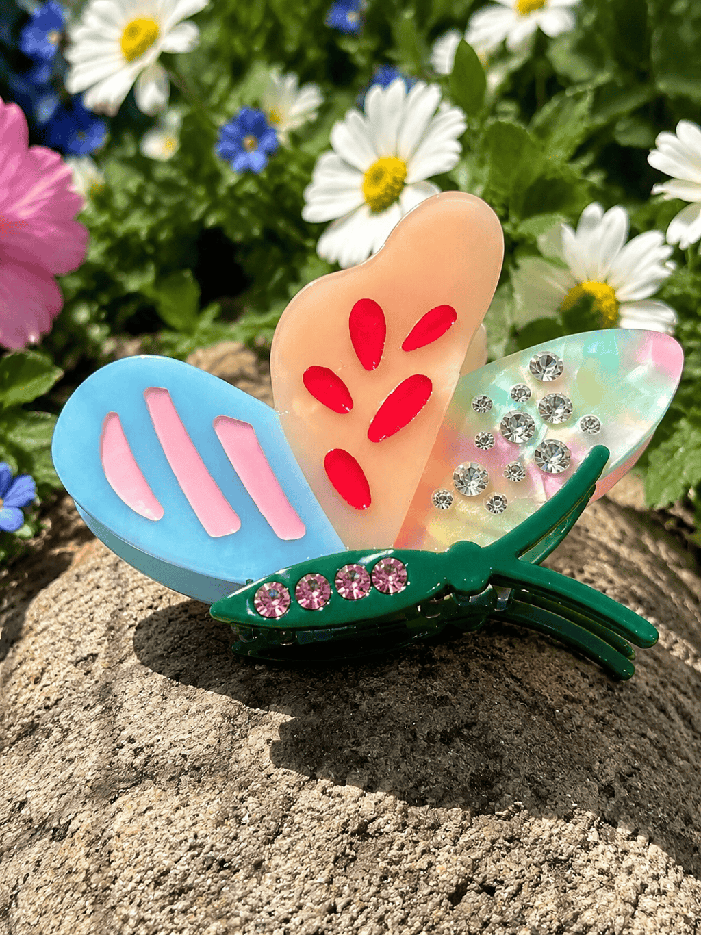 Medium Butterfly Rhinestone Acetate Hair Claw Clip | Elegant Hair Accessory