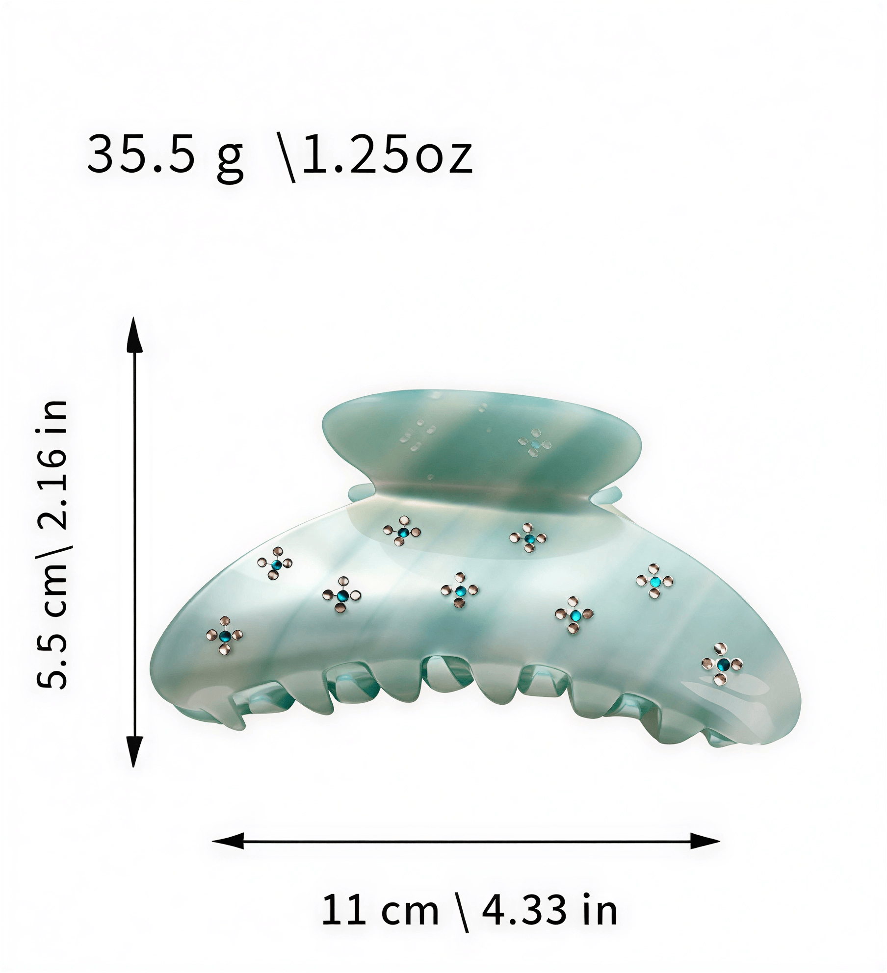 Mermaid Pearl Acetate Claw Clip – Oversized Rhinestone Hair Clip for Thick Hair