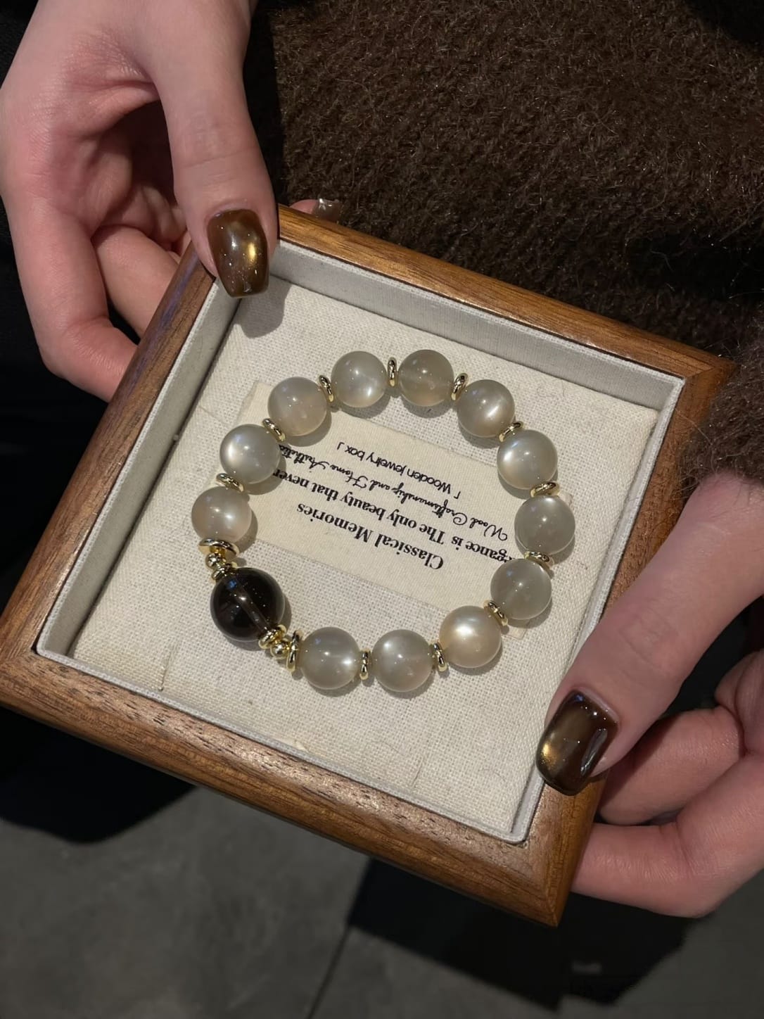 Milk Tea Moonstone & Smoky Quartz Bracelet – Natural Crystal Jewelry